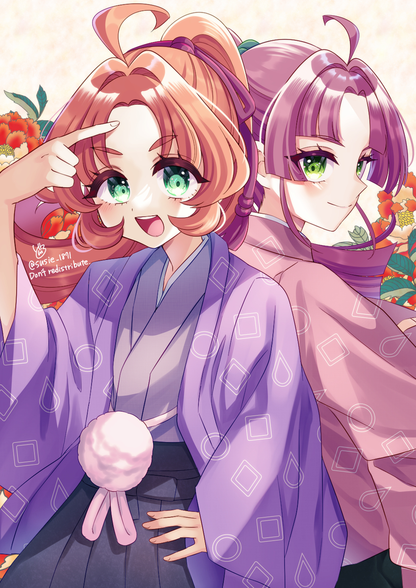 This is a pixiv picture whose title is 袴姿のあんみく.