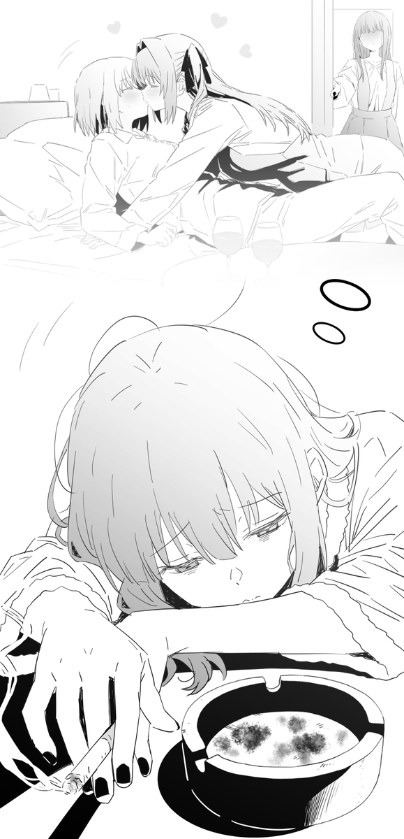 This is a pixiv picture whose title is あのキスを見た夜、煙草を吸う理由ができた.