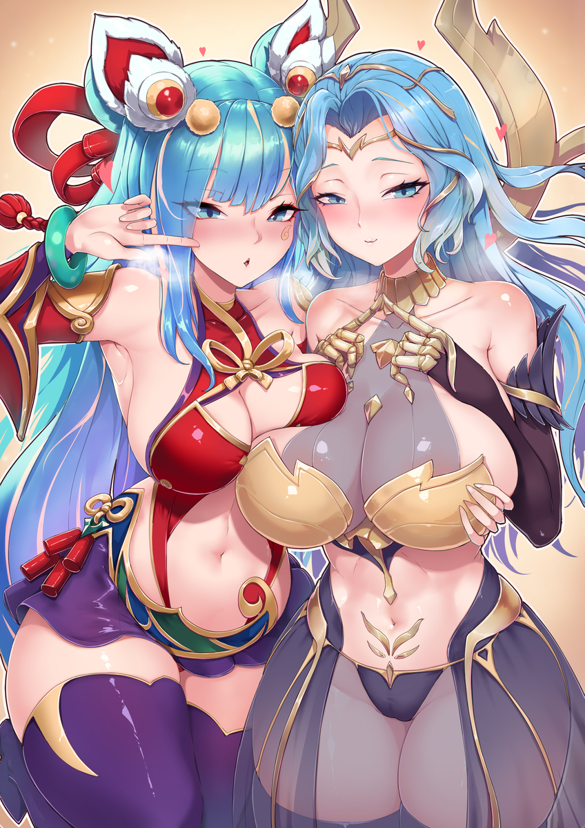 This is a pixiv picture whose title is Seraphine & Sona.