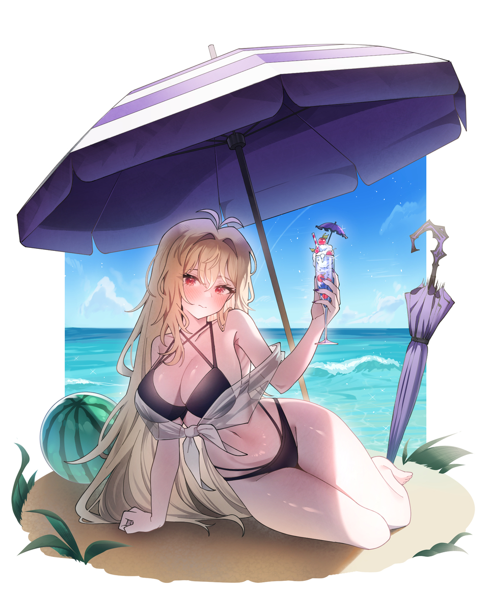 This is a pixiv picture whose title is 7코 수영복 돌시네아 스탠드.