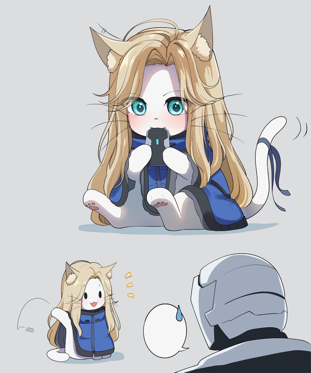 This is a pixiv picture whose title is 🐱🍭🤖.
