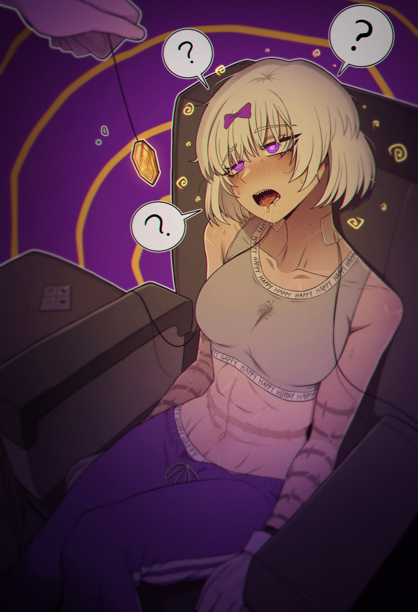 This is a pixiv picture whose title is 최면, 자백제, 전기 자극.