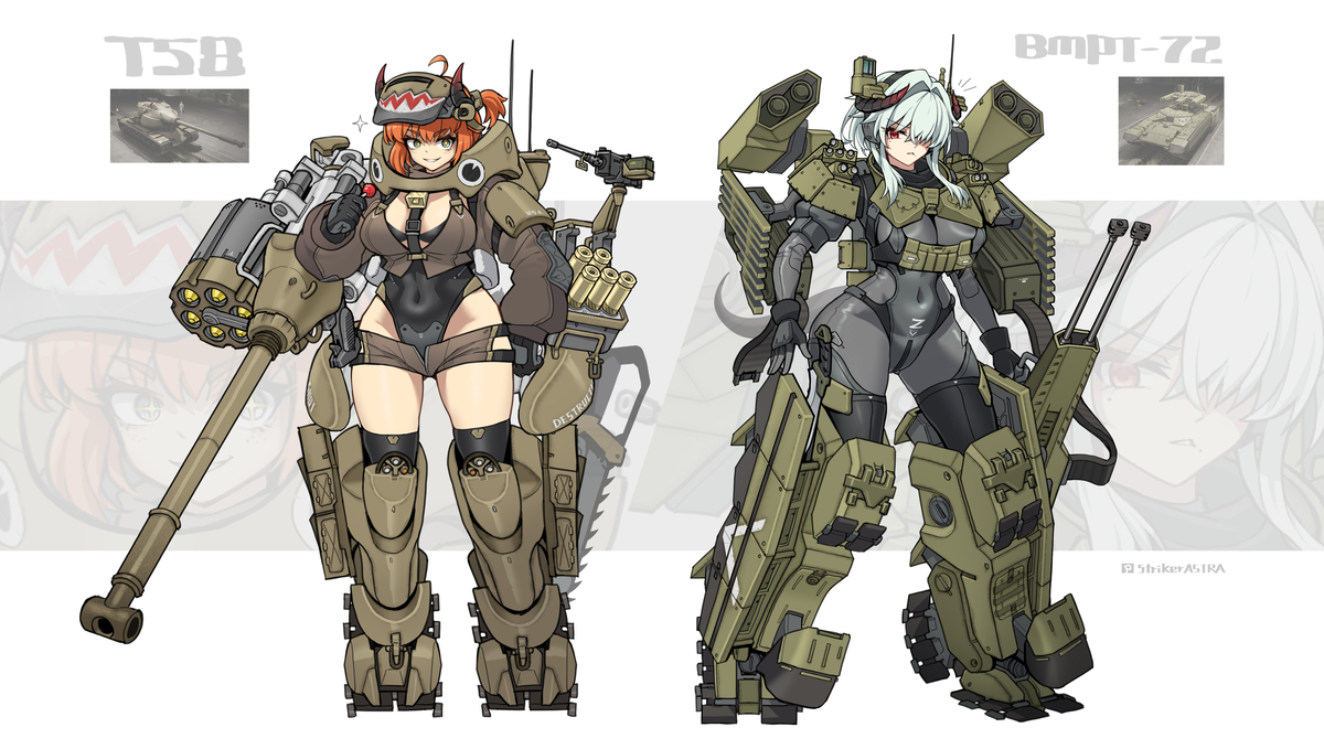 This is a pixiv picture whose title is T58+BMPT-72.
