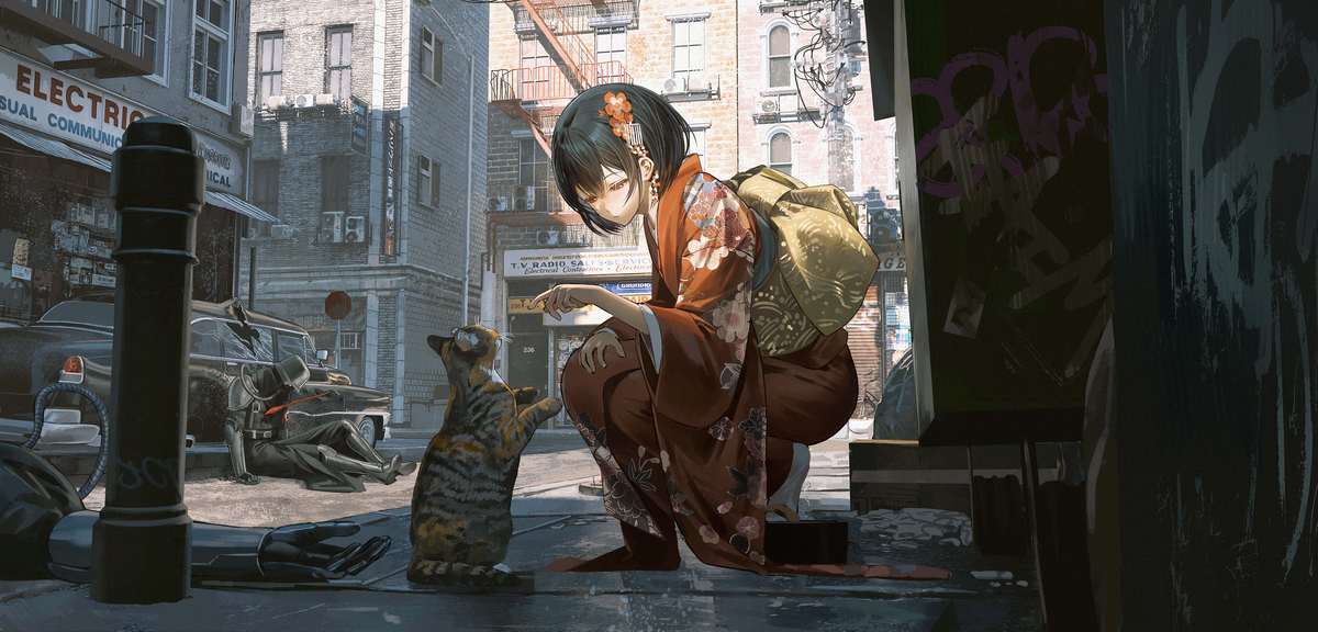 This is a pixiv picture whose title is 🐱.