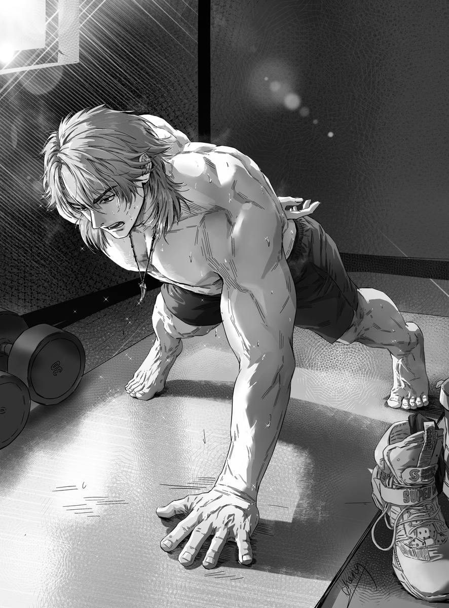This is a pixiv picture whose title is 法尔伽大团长的五百个单手俯卧撑.