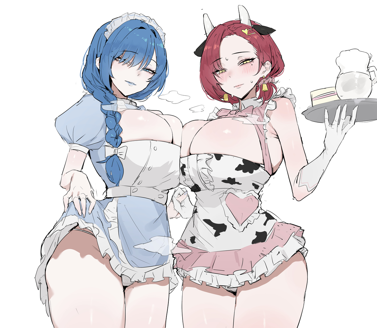 This is a pixiv picture whose title is 메이드카페.