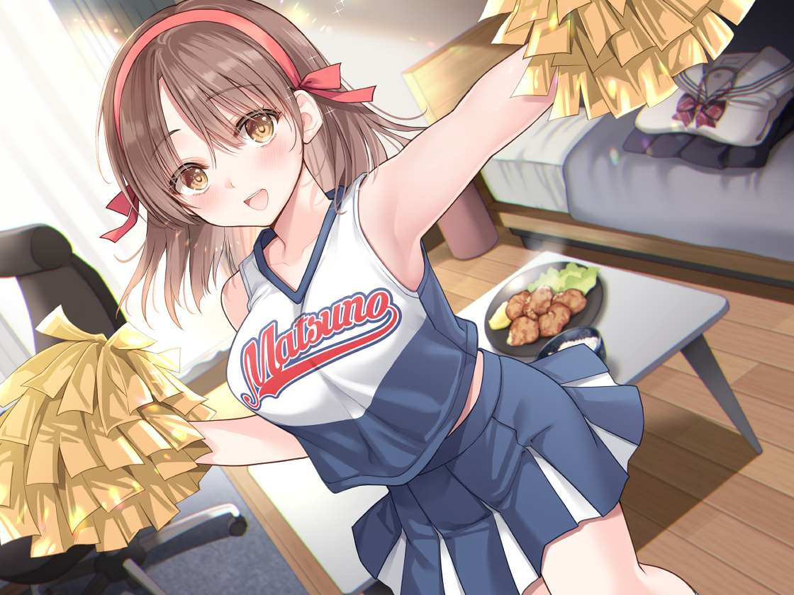 This is a pixiv picture whose title is チア部所属のJK彼女が、疲れた社会人の俺を元気にしてくれる.