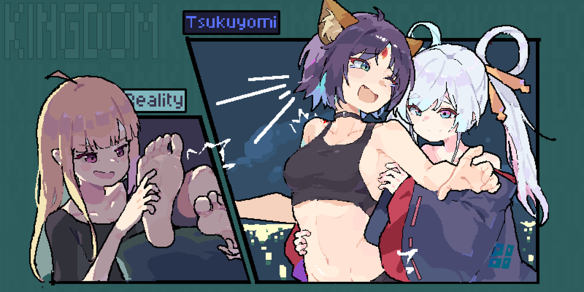This is a pixiv picture whose title is 两面夹姬！.