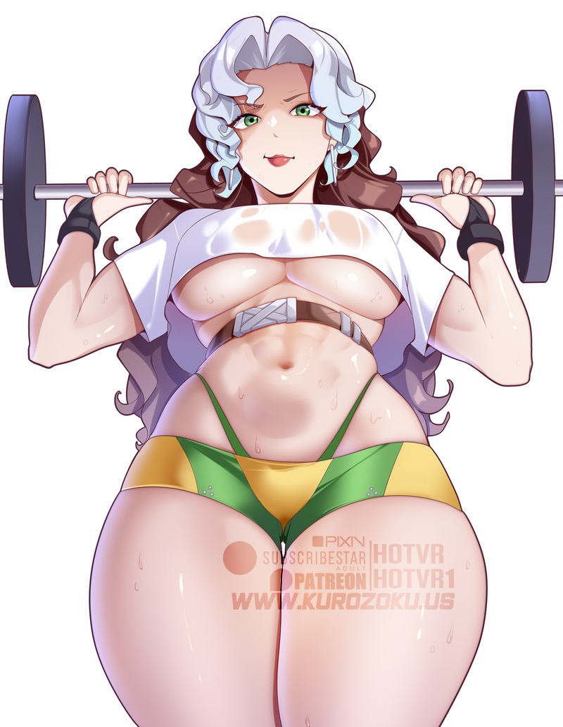 This is a pixiv picture whose title is Rogue pumping some iron..