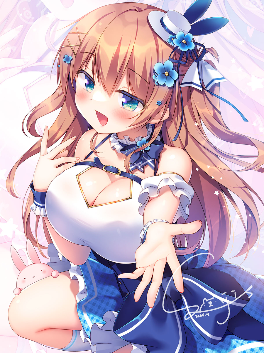 This is a pixiv picture whose title is 「きてきて！ウサギさんだよ🐰」.