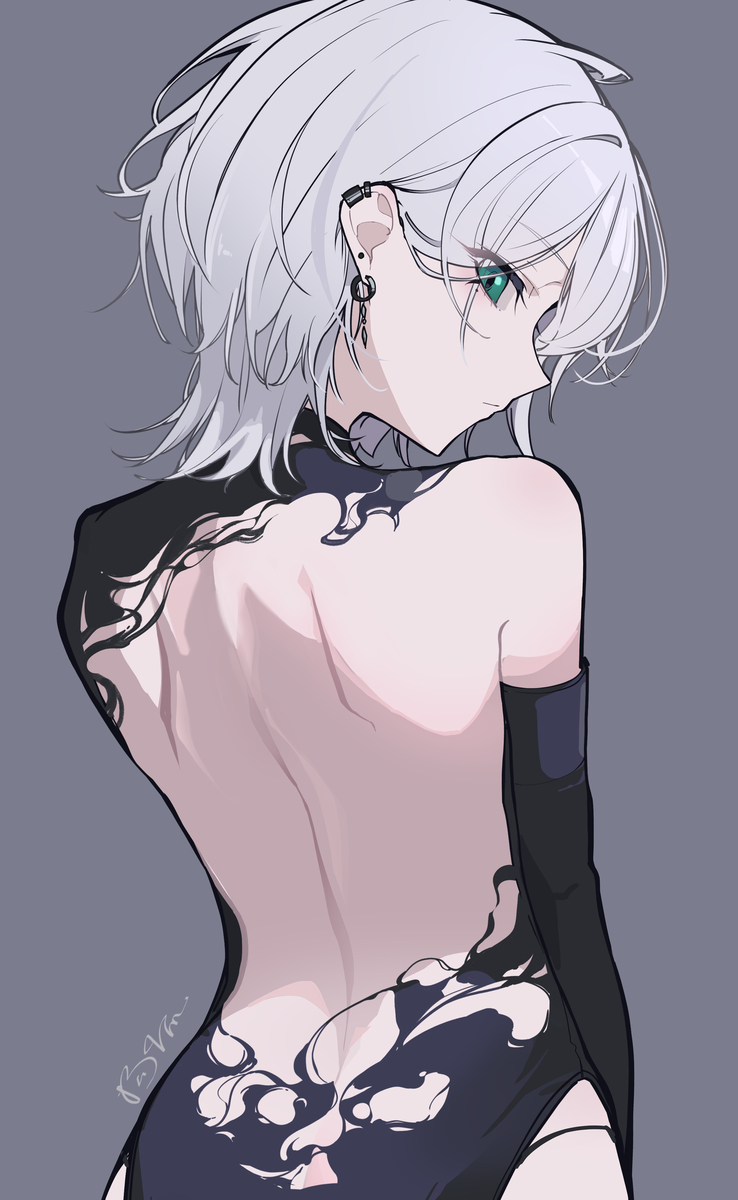 This is a pixiv picture whose title is 背中.