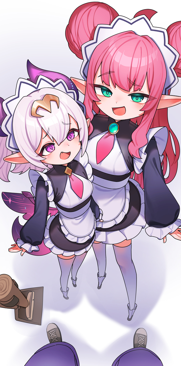 This is a pixiv picture whose title is 女仆可丽希亚&芙蕾雅.