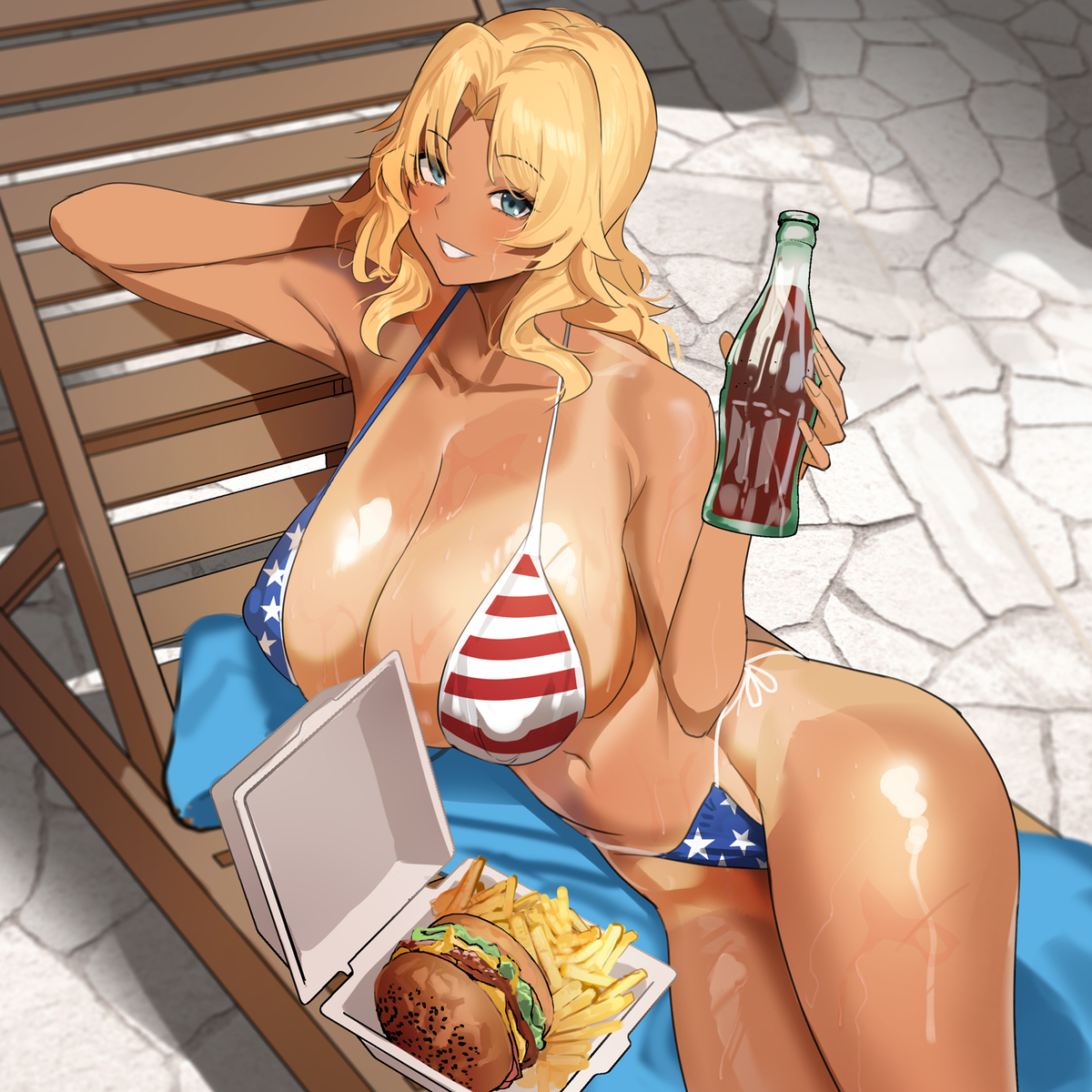 This is a pixiv picture whose title is 星条旗ビキニ　ケイ.
