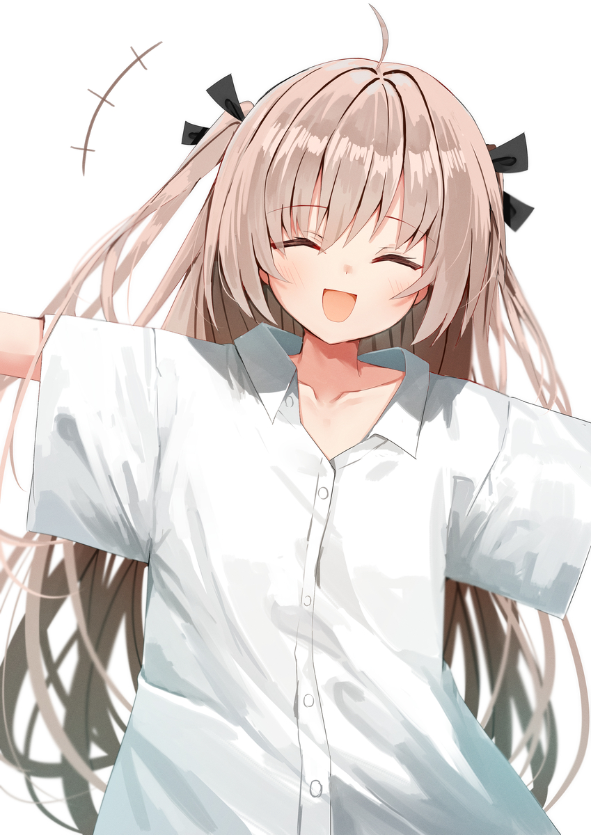 This is a pixiv picture whose title is アトリ(彼シャツのすがた).