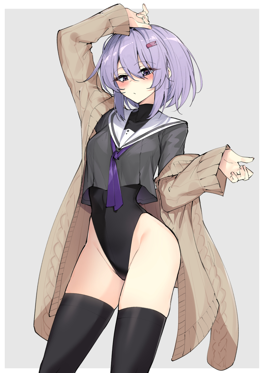 This is a pixiv picture whose title is 制服の下はインナーだと思ったが実は…っていう妄想.