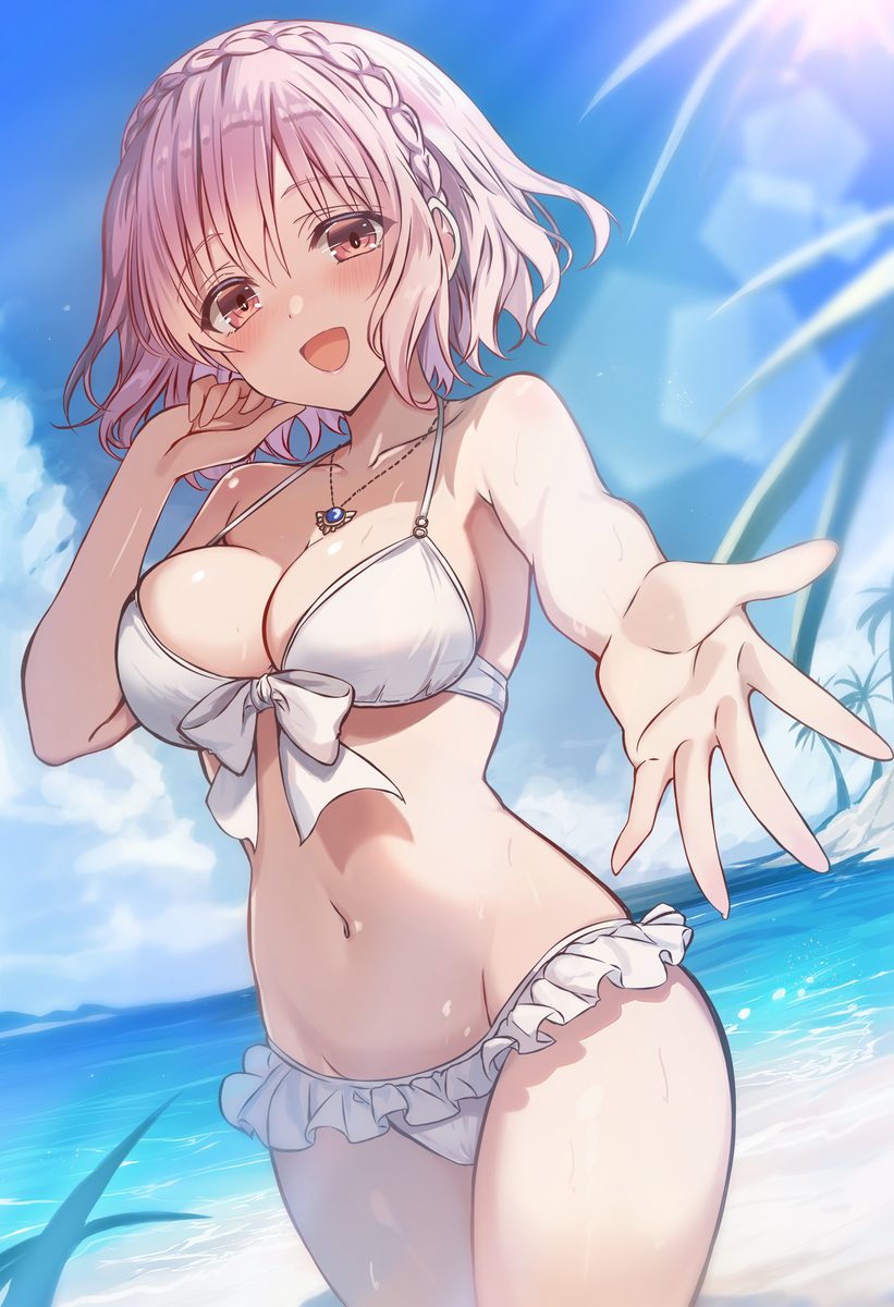 This is a pixiv picture whose title is 帰ってきた！ 白ビキニ園神凜祢ちゃん.