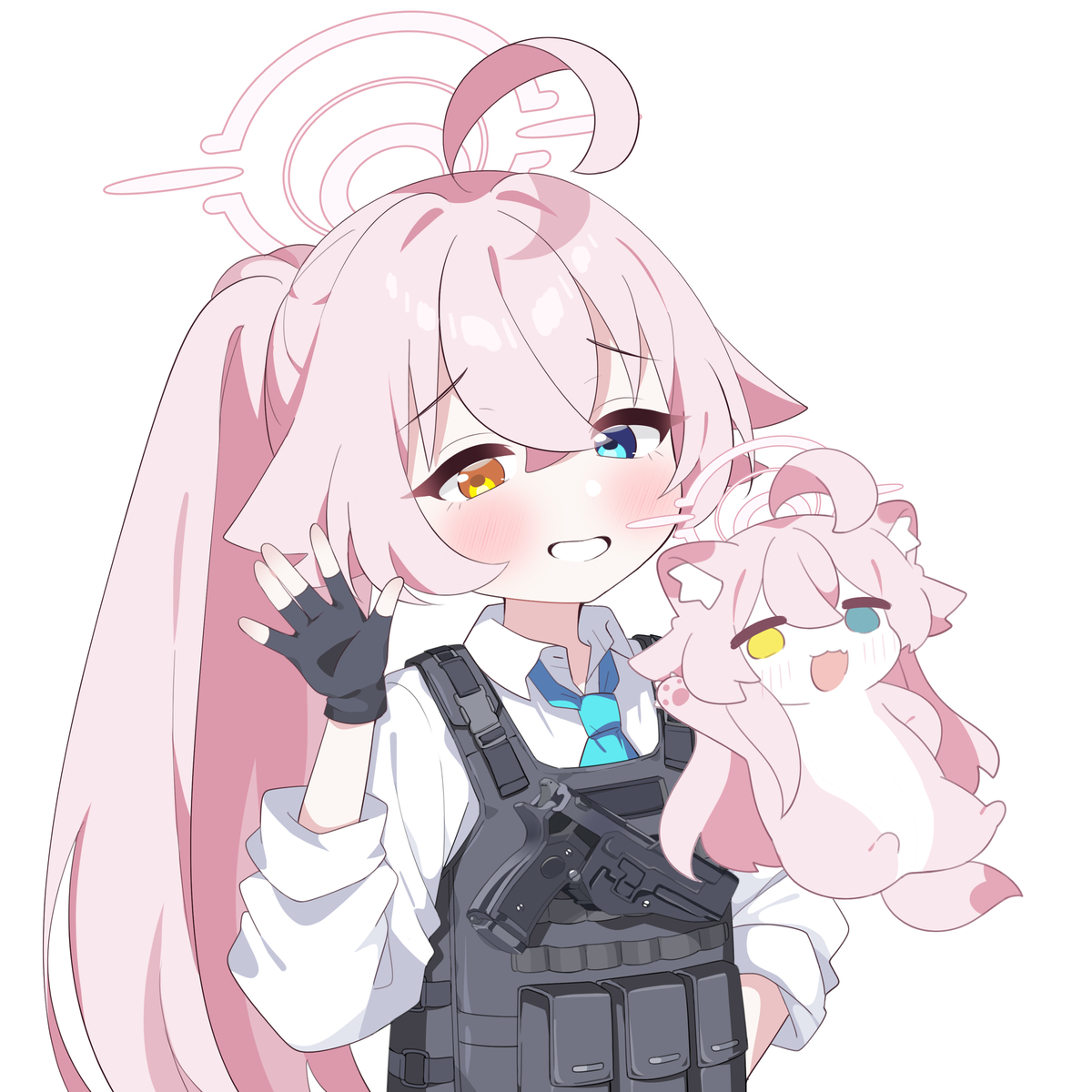 This is a pixiv picture whose title is ✌️🩷 ホシノ x ホシノイタチ.