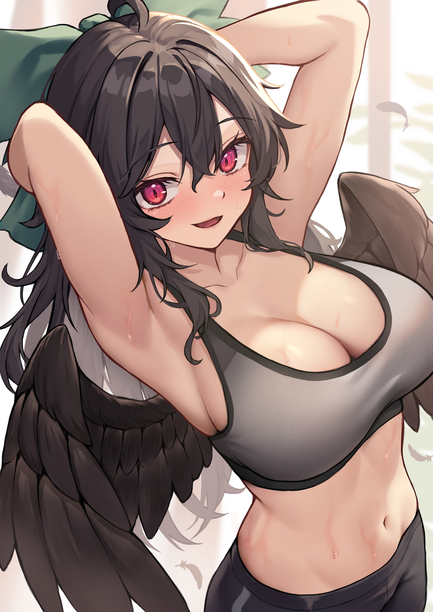 This is a pixiv picture whose title is お空ちゃんと一緒に楽しく運動👟.