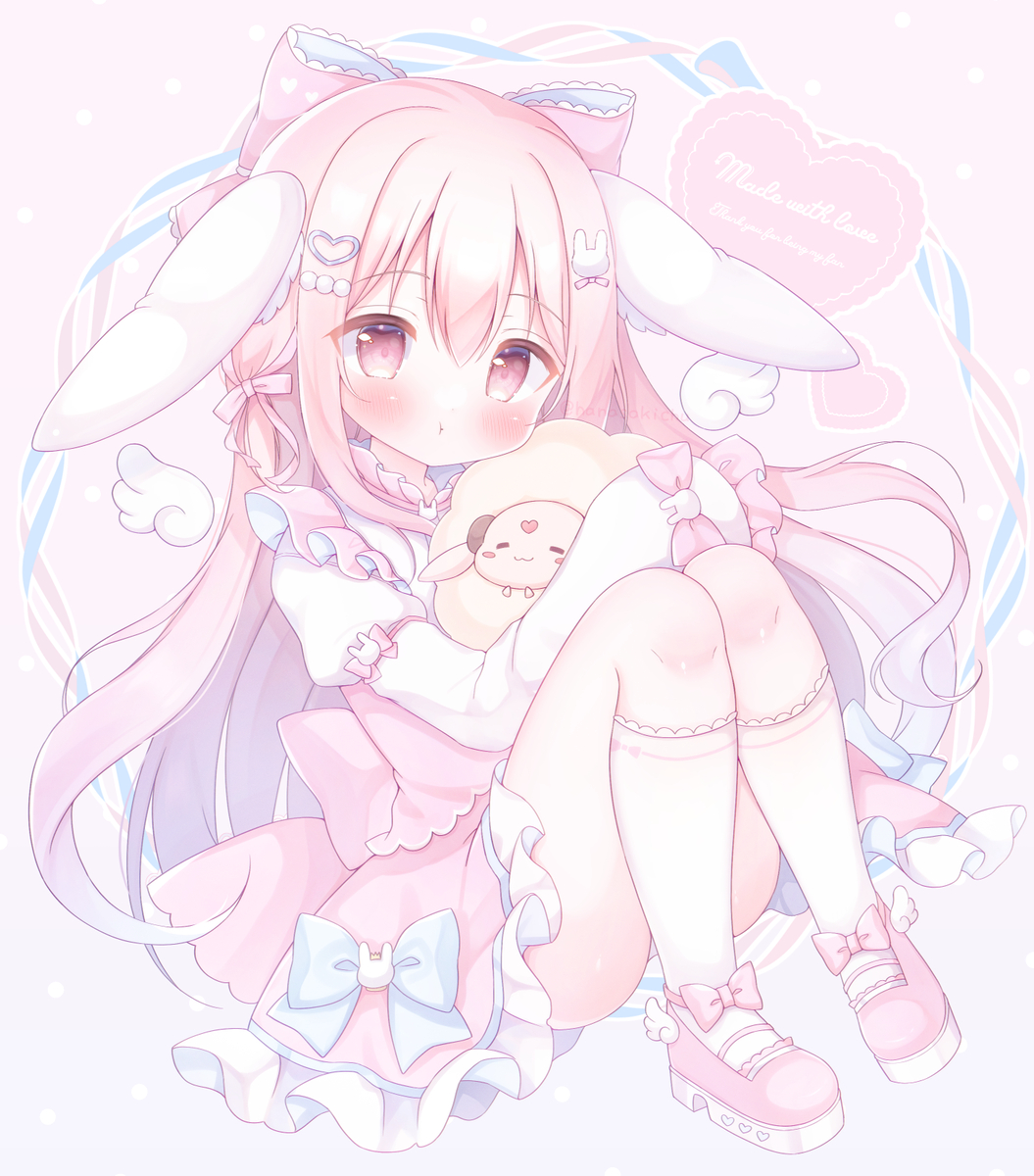 This is a pixiv picture whose title is 🐰🩷.