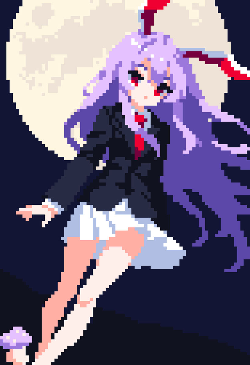 This is a pixiv picture whose title is 夜，月亮，兔子，还有腿.