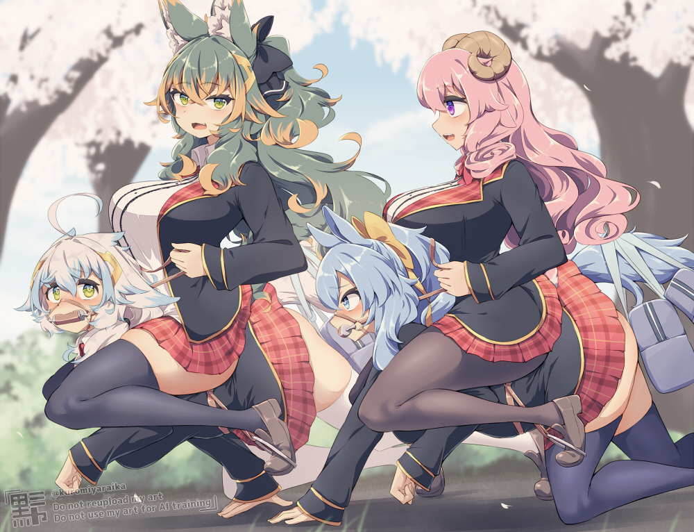This is a pixiv picture whose title is 仲良く通学.
