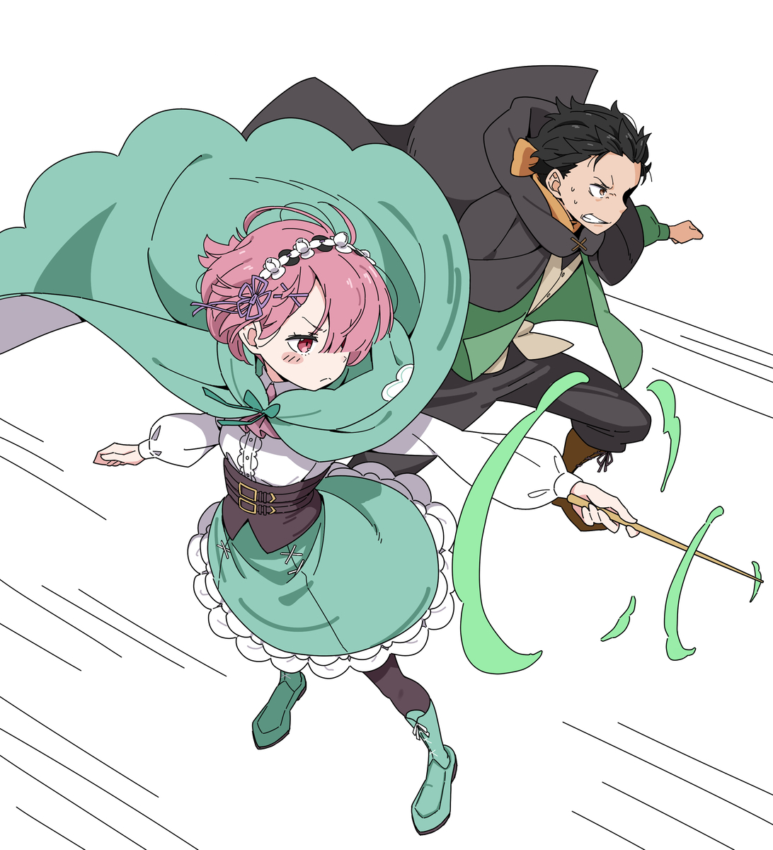 This is a pixiv picture whose title is 餓馬王戦ラム＆バルス.