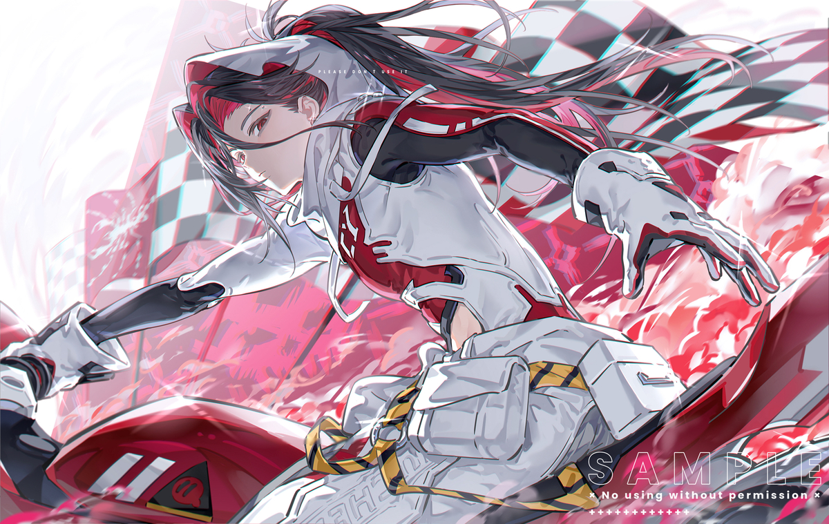 This is a pixiv picture whose title is 🏍🏁.