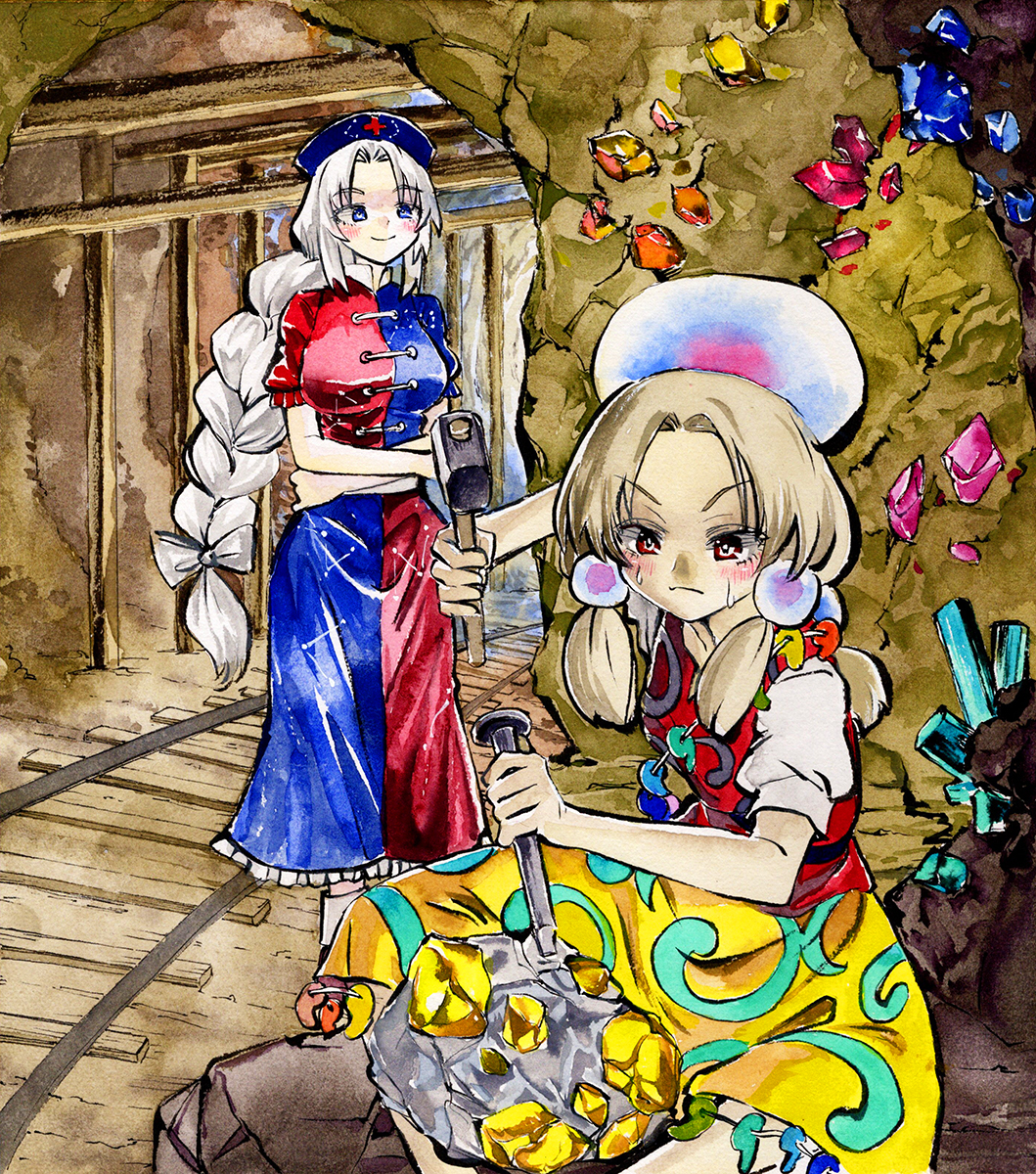 This is a pixiv picture whose title is 魅須丸に異変石の制作を頼む永琳.