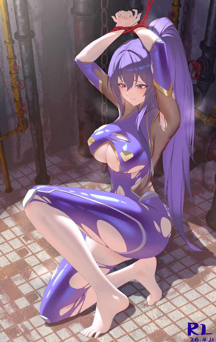 This is a pixiv picture whose title is 秋山凛子陷入危机.