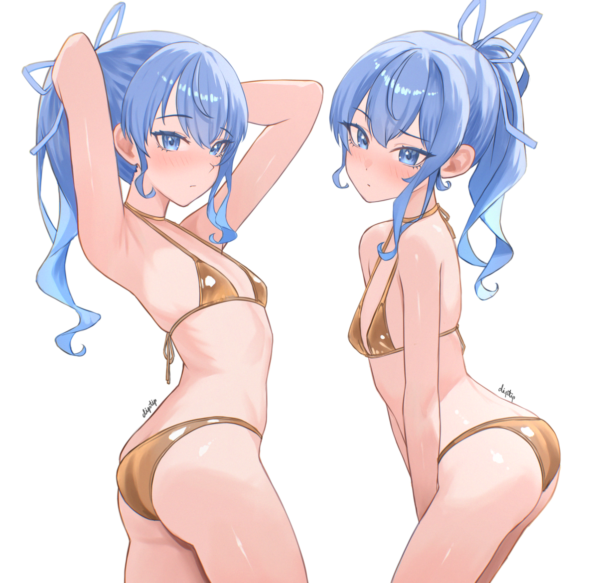 This is a pixiv picture whose title is Golden bikini.