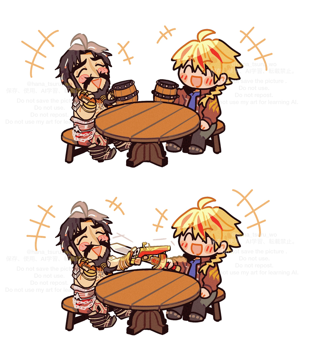 This is a pixiv picture whose title is 黒髭とリチャードくん.
