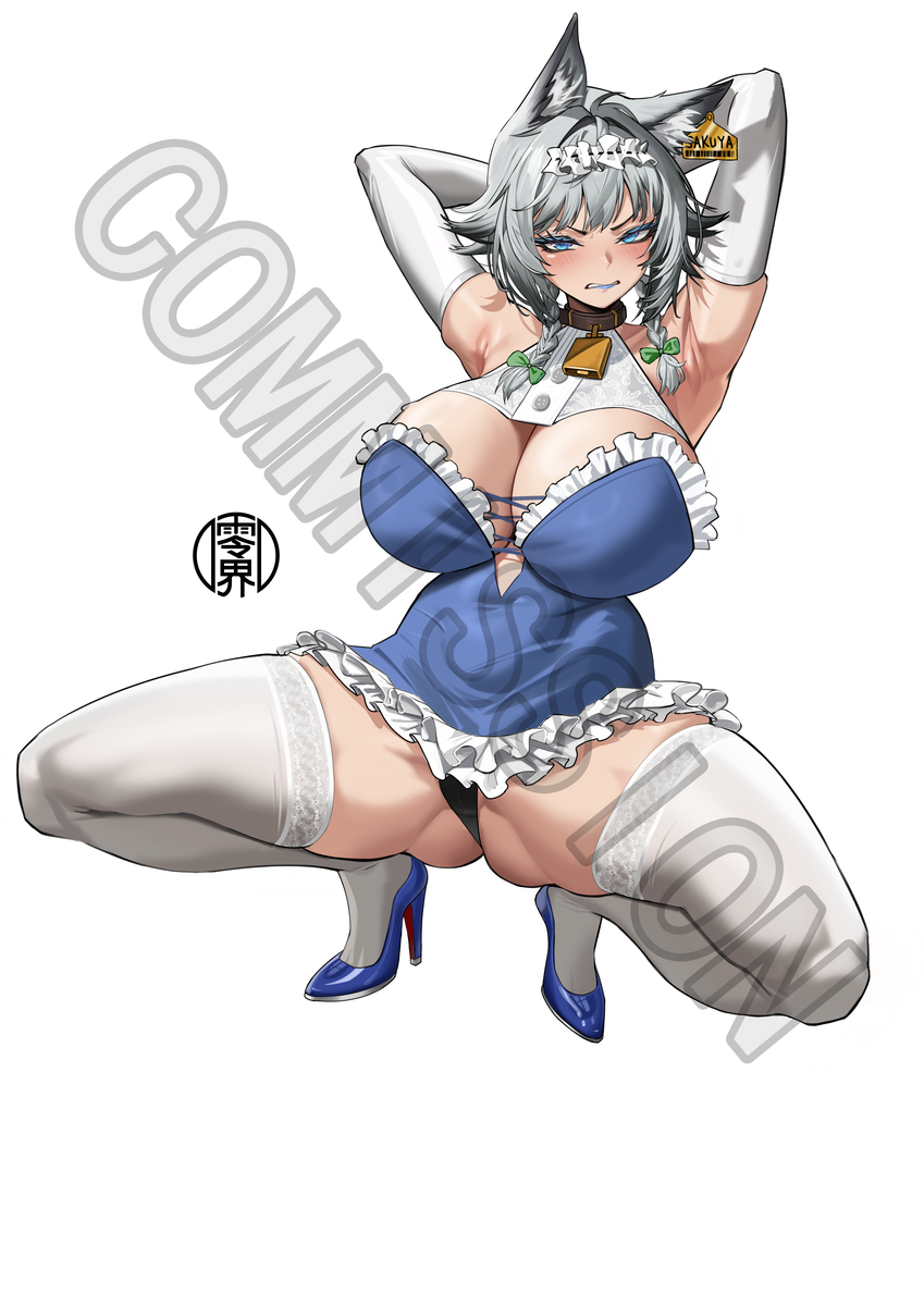 This is a pixiv picture whose title is 咲夜的女仆侍奉.