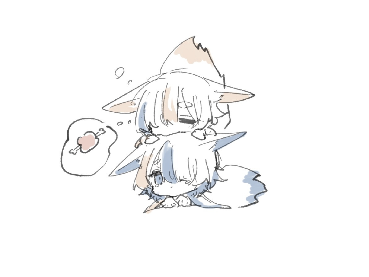 This is a pixiv picture whose title is ぽやぽや狐っ子の落描きまとめ.
