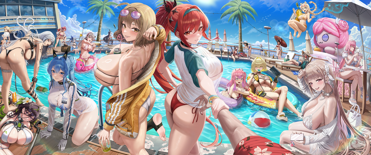 This is a pixiv picture whose title is Commanders Pool Party.