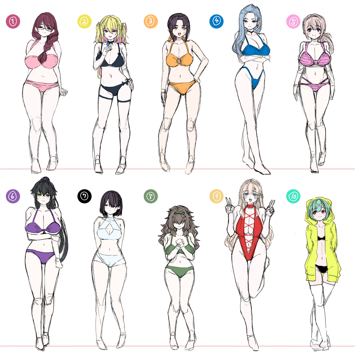 This is a pixiv picture whose title is （※全員人妻）どの子が一番好みですか？.