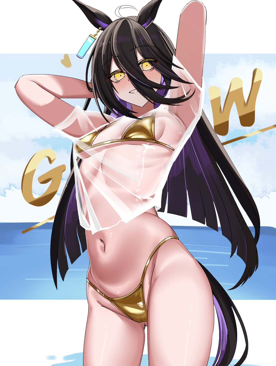 This is a pixiv picture whose title is ゴールデンビキニ.