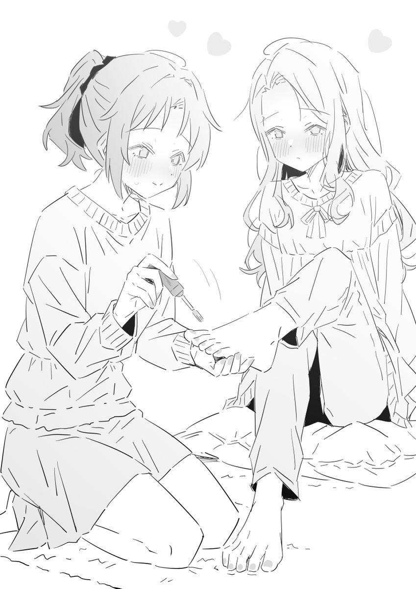 This is a pixiv picture whose title is 彼女にペディキュアを塗ってあげる.