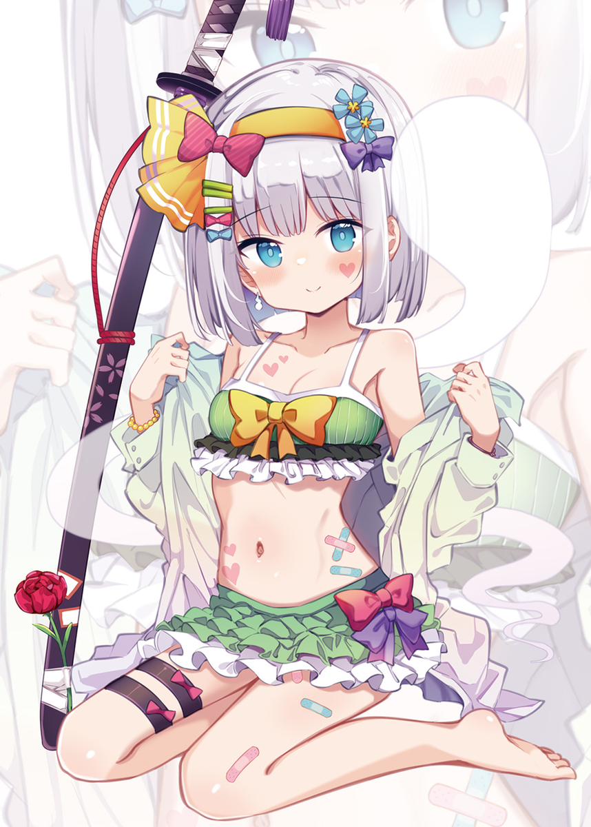 This is a pixiv picture whose title is 水着妖夢ちゃん～彩IRODORI～.