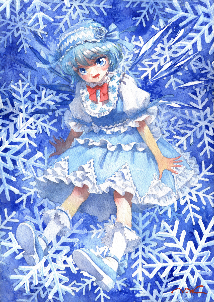 This is a pixiv picture whose title is Cirno in Winter Lolita.