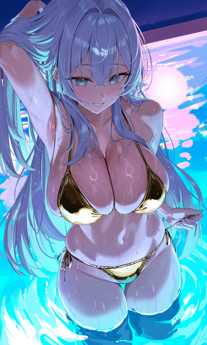 This is a pixiv picture whose title is 金ビキニシオンさん.