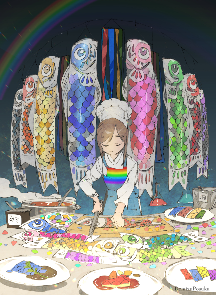 This is a pixiv picture whose title is 虹色のキッチン.