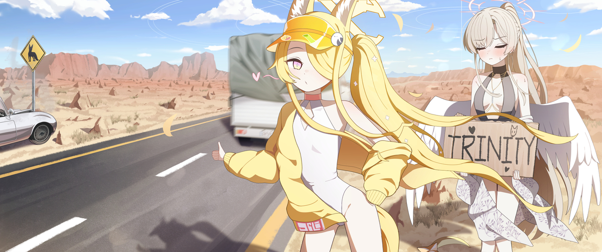 This is a pixiv picture whose title is ヒッチハイク.