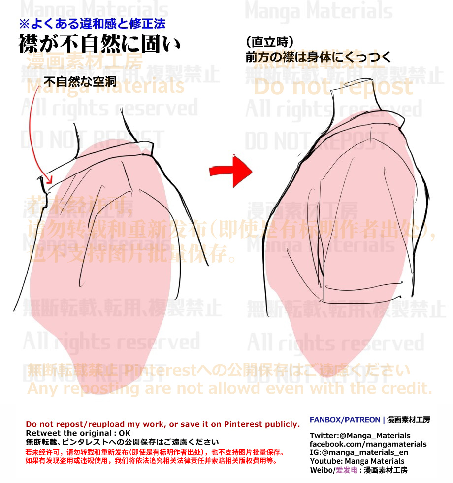 This is a pixiv picture whose title is 個人メモ：Tシャツのシワ/首回りのポイント.