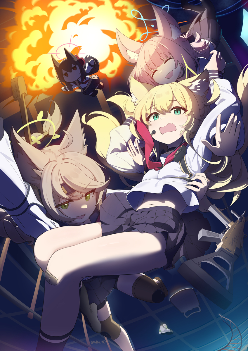 This is a pixiv picture whose title is The fox squad escape containment.