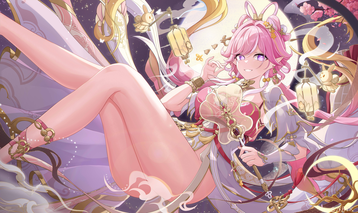 This is a pixiv picture whose title is 爱莉希雅 霁月婵娟.