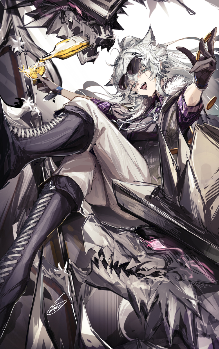 This is a pixiv picture whose title is 🐺🍷🪙.