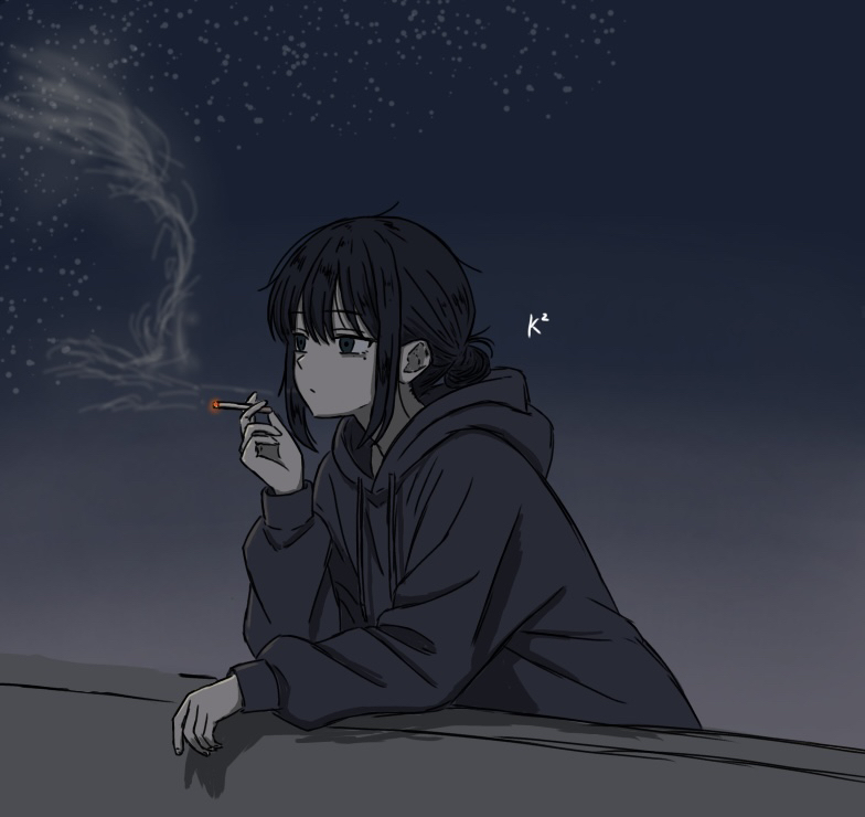 This is a pixiv picture whose title is 二十歳の夜、未だ独り.