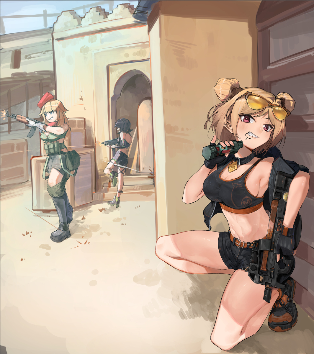 This is a pixiv picture whose title is 【Repo】B点门后等你的P90.