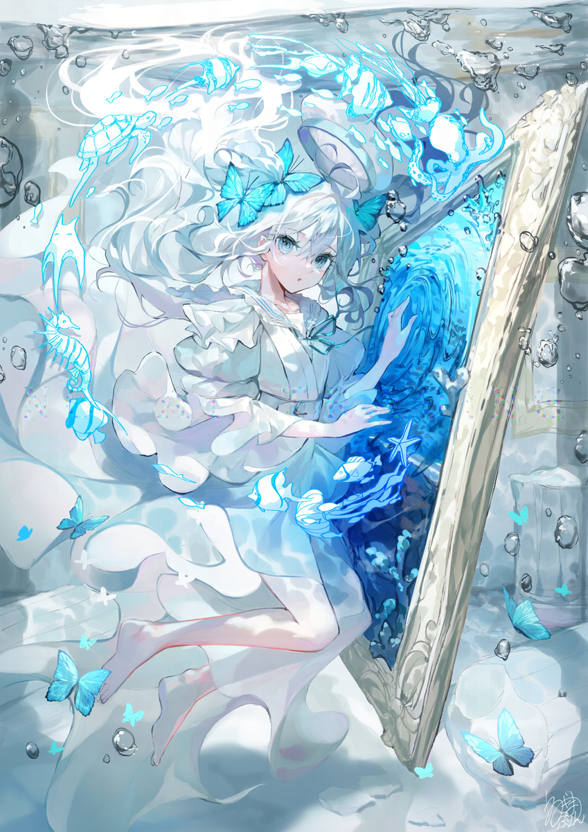 This is a pixiv picture whose title is 海へつながる絵画.