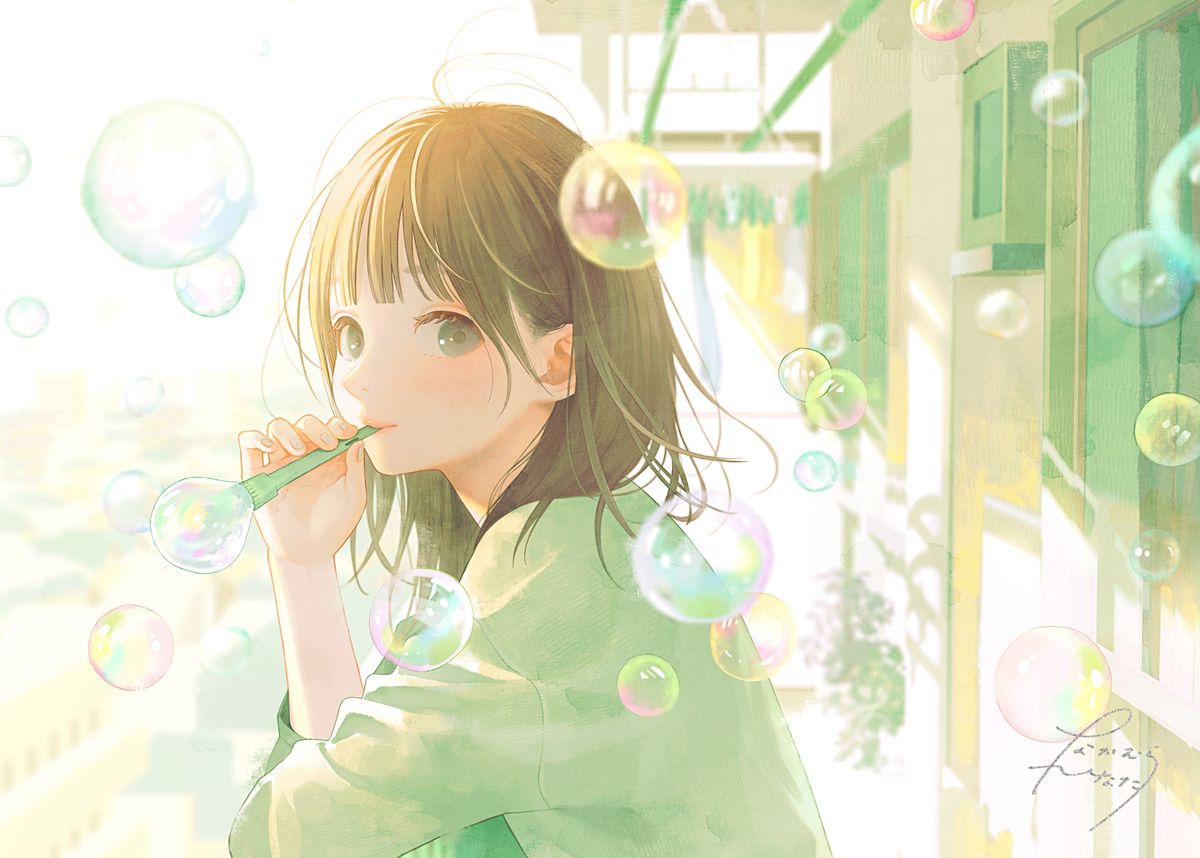 This is a pixiv picture whose title is しゃぼん.